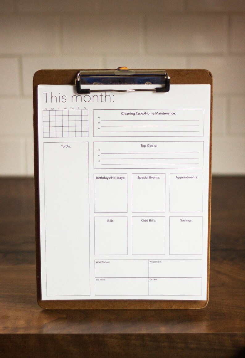 PRINTABLE // Monthly Organizer // Calendar Template // Month Etsy PRINTABLE // Monthly Organizer // Calendar Template // Month Etsy