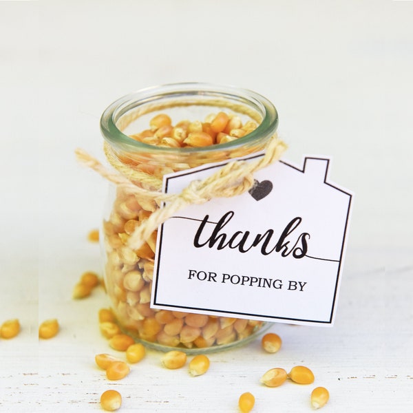 Housewarming Party Favor Tags | "Thanks for Popping By" Home Tags