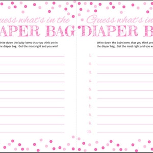 Baby Shower Game | "guess What's in the Diaper Bag" Game | Baby Girl ...