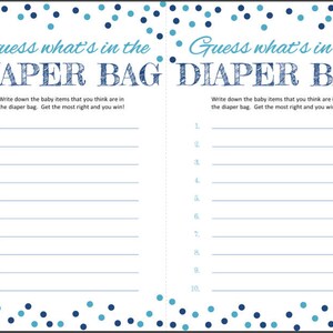 Baby Shower Game | "guess What's in the Diaper Bag" Game | Baby Boy ...