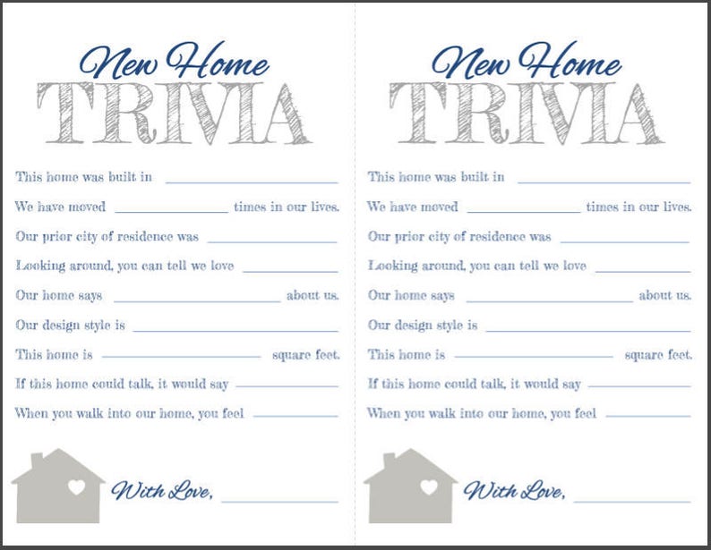 Clean Dwelling Trivia Activity Housewarming Occasion Sport picture relating to Housewarming Games Printable referred to as Refreshing Residence Trivia Sport Housewarming Social gathering Video game