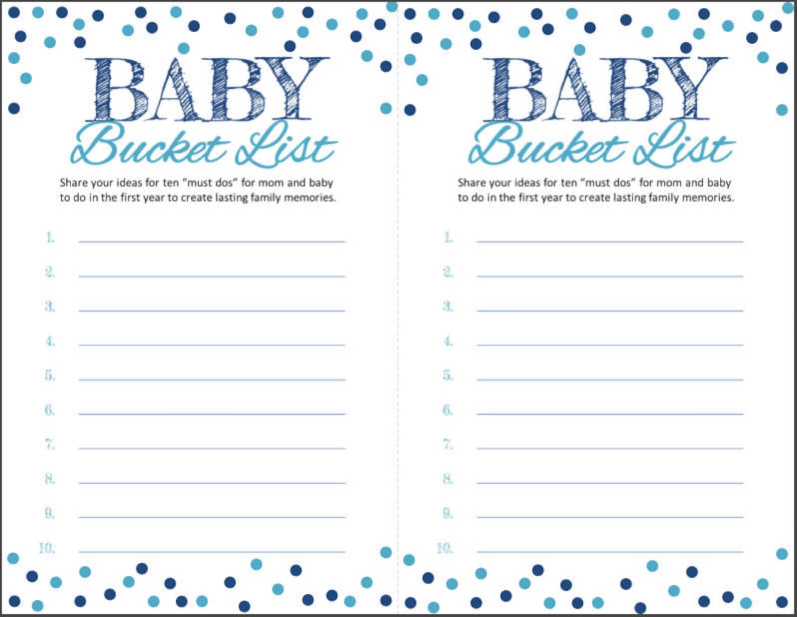 Baby Shower Game baby Bucket List Game Baby Etsy