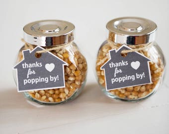 Housewarming Party Favor Tags | "Thanks for Popping By" Home Tags