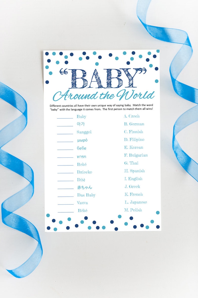 Baby Shower Game baby Around the World Game Baby Boy Shower Etsy