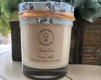 Soy candle 14 oz, Fresh Rain scented soy candle, handmade soy candle gifts, birthday candle gift, Boston candle, housewarming gifts