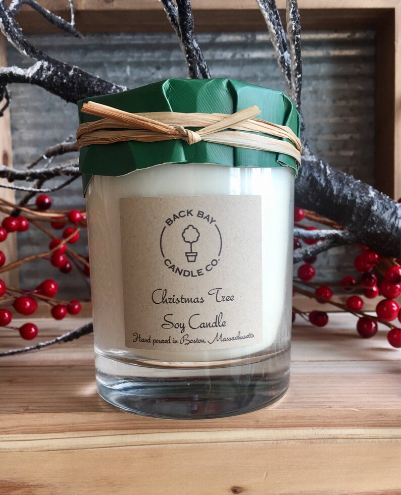Christmas Tree Soy Candle 14 Oz Glass Jar Tumbler Pine Etsy