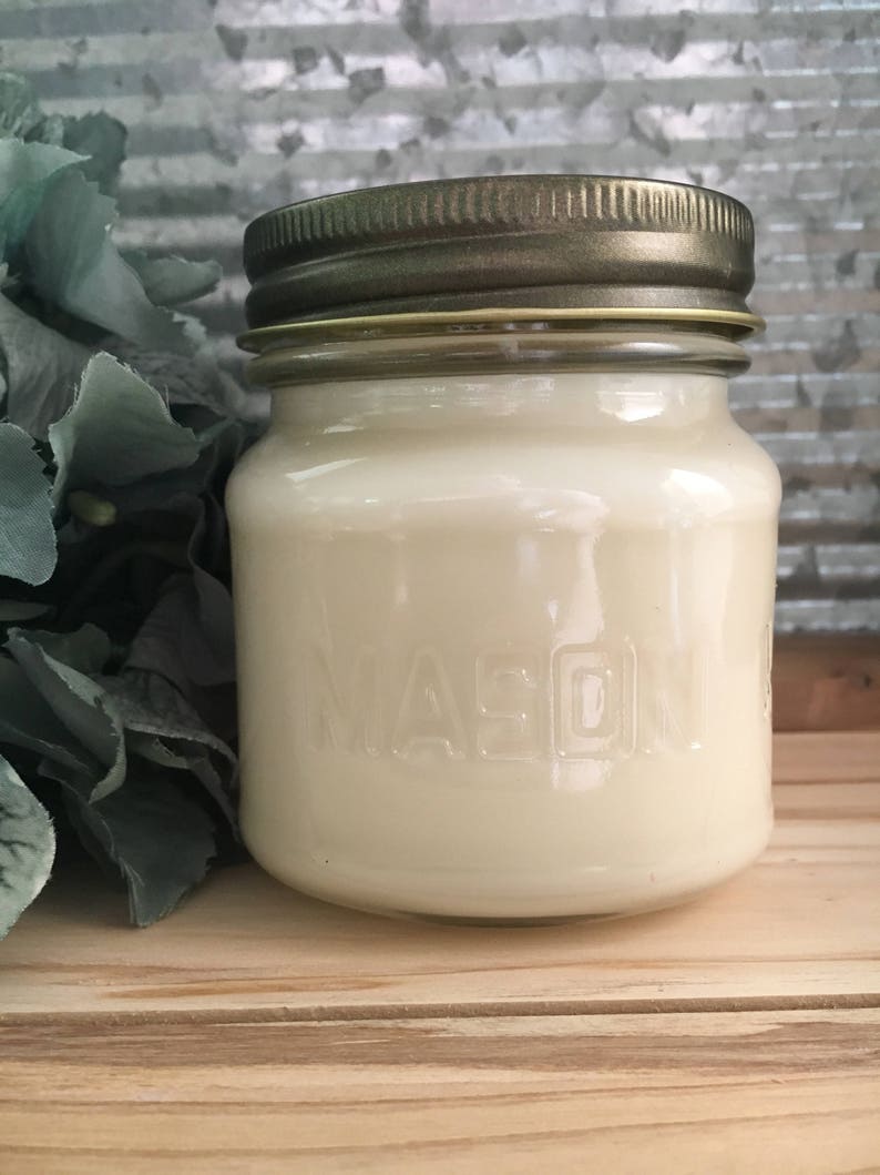 8 Oz Unscented Soy Wax Square Mason Jar Candle Clean Natural Etsy