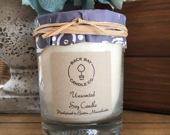 Handmade Unscented Soy Wax Candle: 14 oz Glass Tumbler