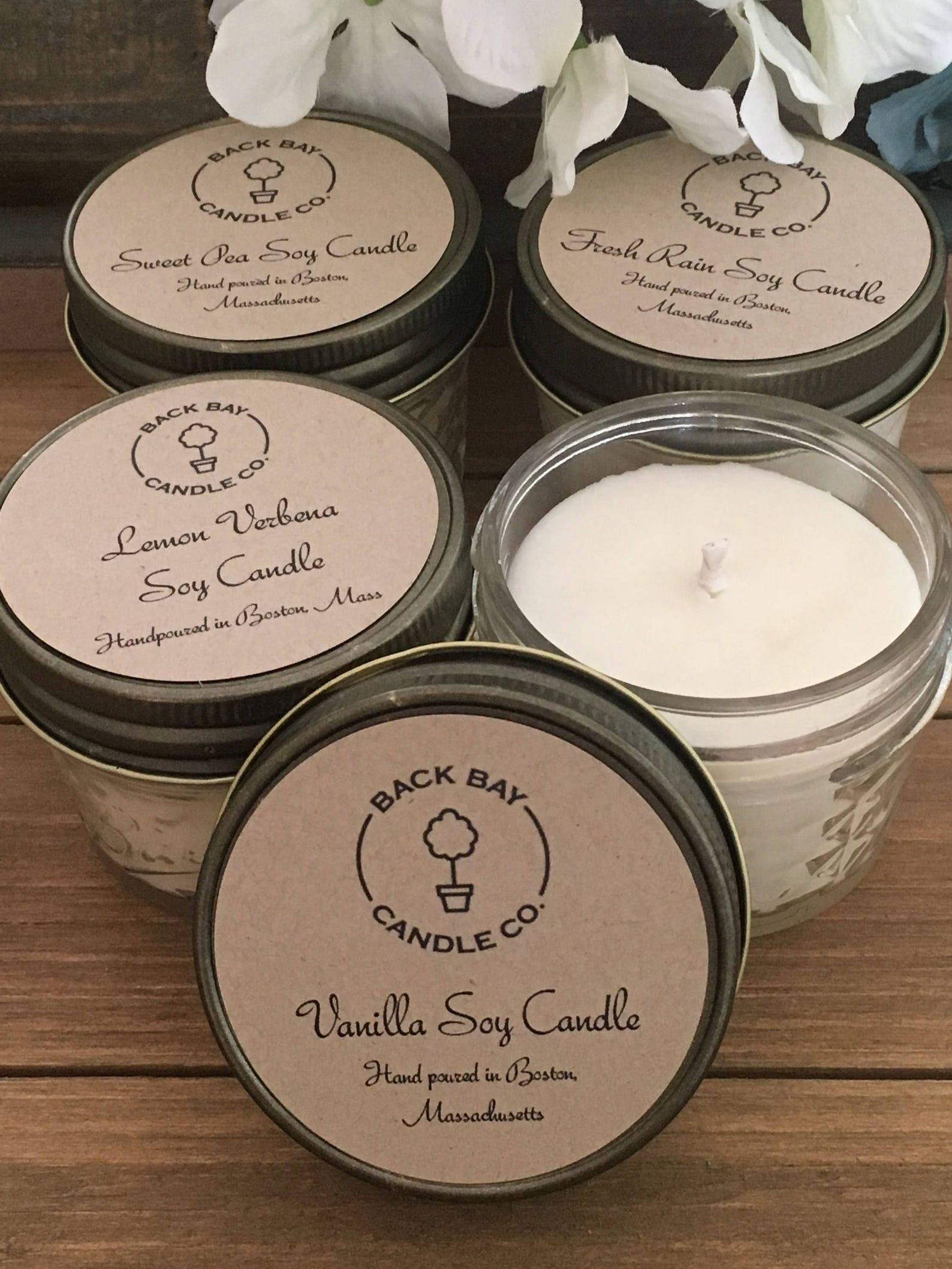 Mason jar soy candles 4 oz candles wedding favors party Etsy