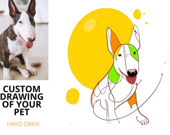 Custom Dog Portrait Hand Drawn Dog portrait Custom Dog Avatar Original Dog Portrait design