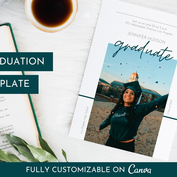 EDITABLE Senior Graduation Announcement Card Template for Photographers | Printable Graduation Card | Double Sided Card | Canva Template