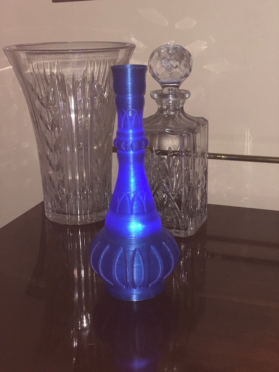 13 Inch Tall BLUE I Dream of Jeannie Inspired NIGHT LIGHT Bottle With Cork.  Custom Collector Limited Edition. 