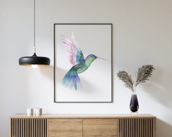Glossy Hummingbird Print | Tropical Bird Wall Art