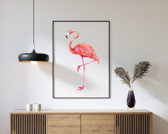 Pink Flamingo Wall Art | Flamingo Bird Poster | Tropical Print | Pink Wall Art | Framed Flamingo Print | Exotic Bird Flamingo Print
