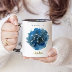 Personalisierte Wassermann Tasse Geschenk für Geburtstag, personalisierte Wassermann Tasse, Sternzeichen Sternzeichen Tasse, Horoskop Geburtstagsgeschenk, Wassermann Mädchen Tasse