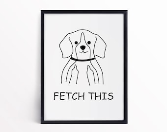 Funny Dog Art Print - Minimalist Single Line, Dog Owner Gift