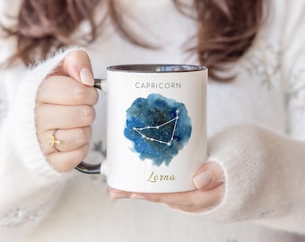 Personalised Capricorn Star Sign Mug Gift for Birthday, Personalised January Birthday Capricorn Mug, Star Sign Mug, Capricorn Birthday Gift