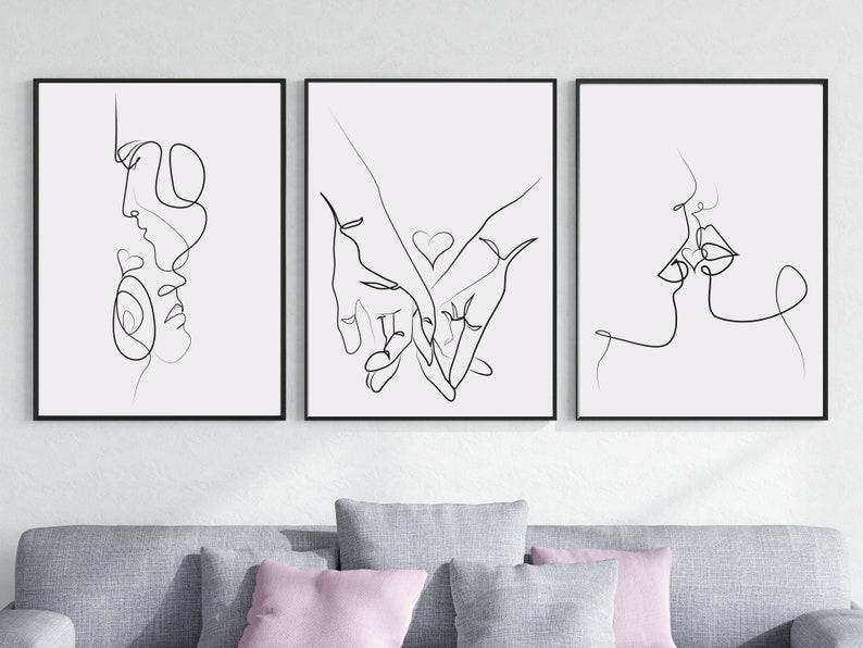 Couples Set of 3 Line Art Prints Minimalist Couple Posters Etsy UK