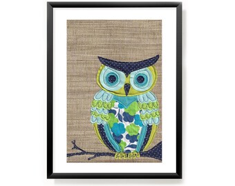Art print Fabric Owl A5