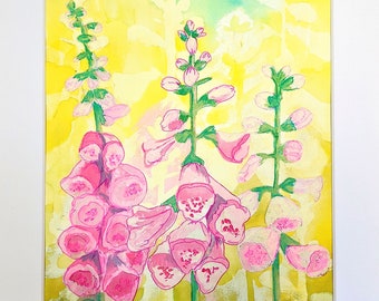 Foxglove Original Mixed Media Art