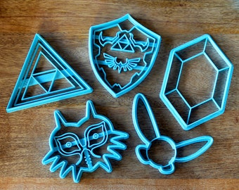 Legend of Zelda Cookie Cutters - Navi, Rupee, Majoras Mask, Triforce, Hylian Shield - Breath of the Wild /  Nintendo Gift