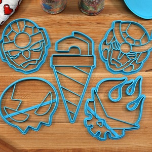 Gurren Lagann Cookie Cutters - Core Drill, Small Gurren, Gurren Lagann Head, Kamina Symbol, Yoko Symbol - Gurren Lagann Gift