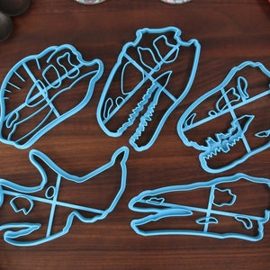 Dinosaur Skulls Cookie Cutters - Allosaurus, Dilosaurus, Stegosaurus, T-Rex, Triceratops - Gift for Dinosaur Lover or Fan