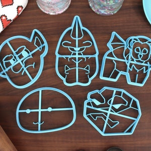 Biscoitos de Monstros de Fantasia, Conjunto 1 - Quimera, Ciclope, Goblin, Gosma Viscosa, Golem de Pedra - Cortadores de Biscoito