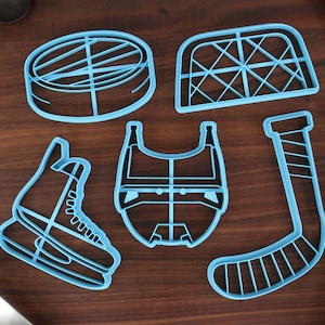 Hockey Cookie Cutters, Set 1 - Goal, Puck, Helmet, Skates, Hockey Stick - Street Sports