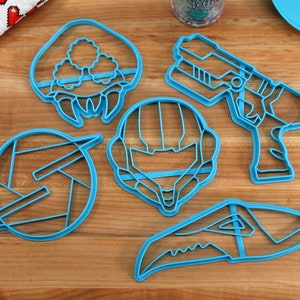 Metroid Cookie Cutters - Metroid, Ridley Face, Samus Mask, Samus Sidearm, Screw Attack - Metroid Prime /  Nintendo Gift