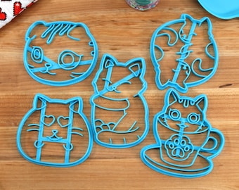 Emporte-pièces à l'emporte-pièce Kawaii Kitty : Bao, Boba, tasse de thé chat cadeau de pâtisserie