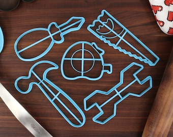 Set of Tools Cookie Cutters, Set 1 - Hammer, Handsaw, Measuring Tape, Screwdriver, Wrench -  Handyman Necessities