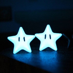 Mario Power Star Earrings Pair - Glow in the Dark Mario Cosplay Nintendo Gift ERG1