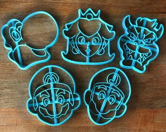 Mario Odyssey Cookie Cutters - Mario, Luigi, Bowser, Peach, Yoshi - Super Mario Bros /  Nintendo Gift