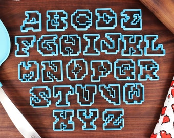 8 Bit Pixel Font Cookie Cutters: RPG Menu Text, Fondant Letters