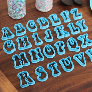 Groovy FONT Cookie Cutters 70s Baking, 80s Baking Fondant Letters, Letters for Cake decorating image 4