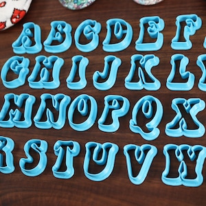Groovy FONT Cookie Cutters 70s Baking, 80s Baking Fondant Letters, Letters for Cake decorating image 6