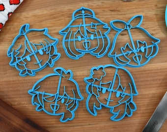 Genshin Auswirkungen Cookie Cutters Chibi Gesichter Set 1 - Aether, Amber, Kaeya, Lumine, Paimon