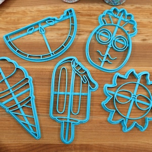 Summer Fun Cookie Cutters - Ice Cream, Pineapple, Popsicle, Sunglasses Sun, Watermelon - Summer Break Gift