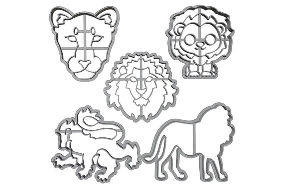 Lion Cookie Cutter Set: 3D Print Models (Digital Download)