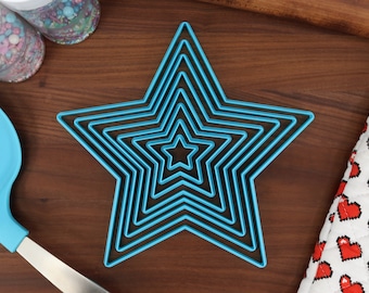 XL Star Cookie Cutters - 8in Through 1in - Concentrische Cutter - Alle maten inbegrepen - Decoratieve fondanttaarten en koekjestorens