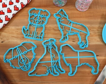 Australian Shepherd Cookie Cutters: Aussie Face, Stack, Sitting - 4in
