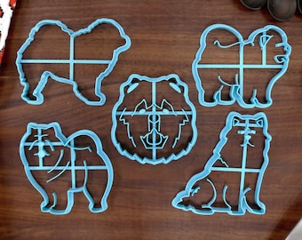 Chow Chow Cookie Cutters: Dog Breed Outline, Face, Standing