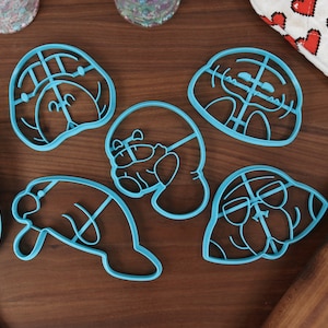 Mighty Manatees Cookie Cutters - Manatee Eating, Manatee Face, Manatee Outline, Shy Manatee, Sunglasses Manatee - Cute Manatees Cutters