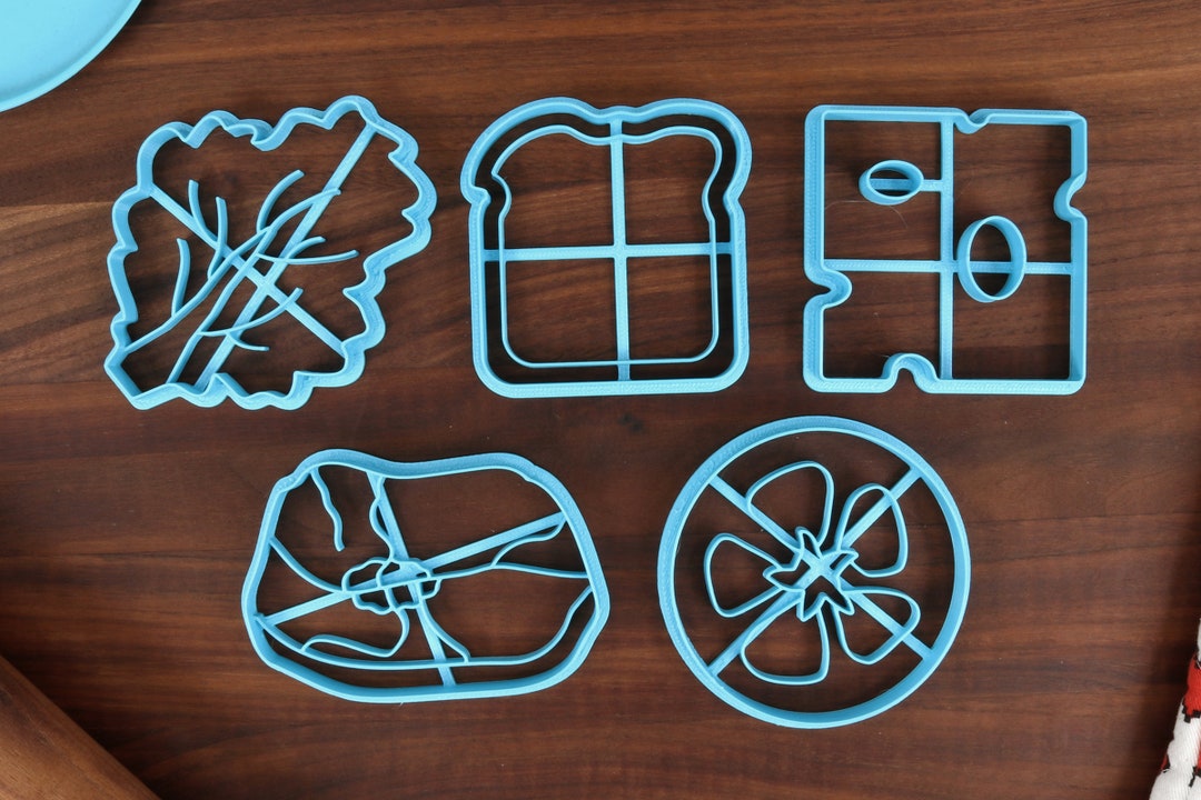Stackable Sandwich Cookie Cutters Bread Slice, Lettuce Leaf, Lunchmeat, Swiss Cheese Slice