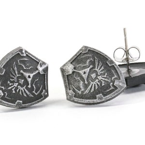 Zelda Earrings Pair Hylian Shield -Stainless Steel Stud- Legend of Zelda Breath of the Wild  - Nintendo/Zelda Gift ERG1