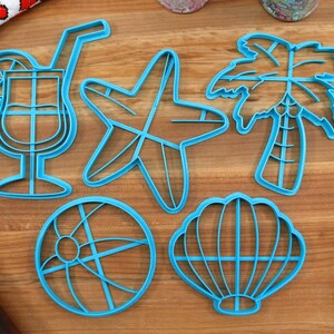 Beach Cookie Cutters: Margarita, Palm Tree, Seashell, Starfish