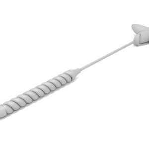 May include: A white, twisted, metal rod with a four-pointed star at the end.
