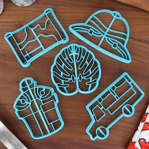 Cortadores de biscoitos Safari incríveis - Cantil, Folha de Monstera, Mapa de papel, Capacete de medula, Veículo de safári - Exploração mundial e atividades recreativas