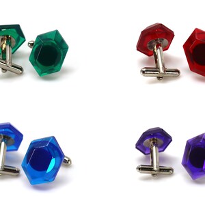 Zelda Rupee Cufflinks: Crystal Resin Legend of Zelda Gift CFF1 image 3